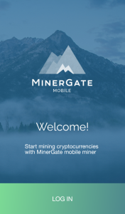 صفحه اول برنامه Minergate اندروید