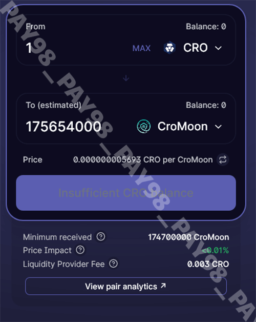  تعیین میزان ارز و خرید CroMoon